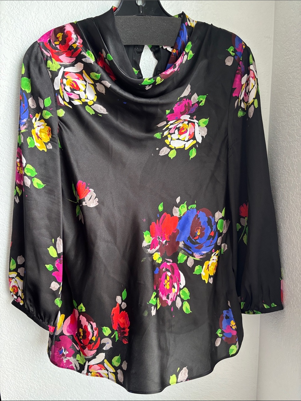kate spade Black Floral Cowl Neck Blouse